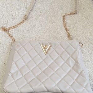 Valentino Orlandi Cream Quilted Crossbody Bag